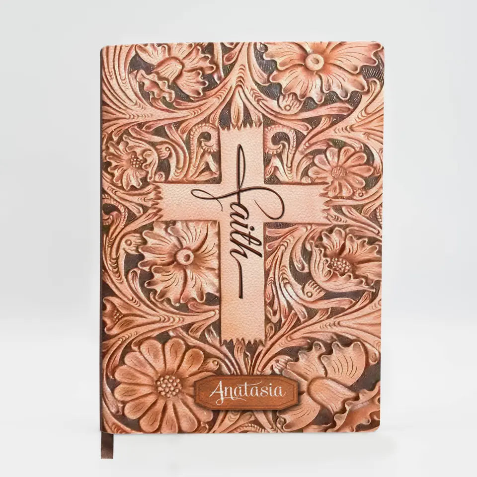 Faith Love Hope - Personalized Custom Leather Journal - Christian Gift