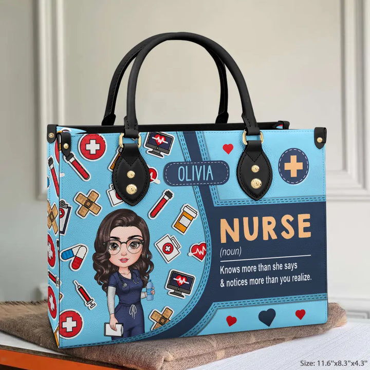 Love Nurse Life - Personalized Custom Leather Bag - Nurse's Day, Appreciation Gift For Nurse