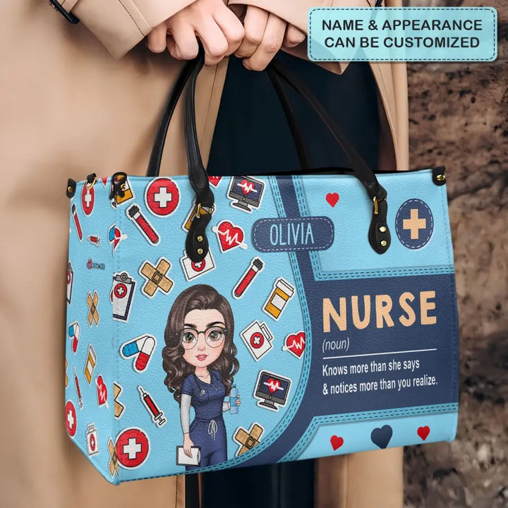 Love Nurse Life - Personalized Custom Leather Bag - Nurse's Day, Appreciation Gift For Nurse