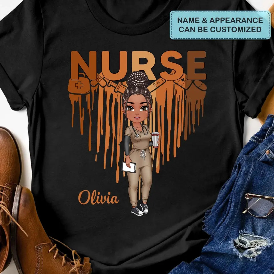 Dripping Heart Nurse - Personalized Custom T-shirt - Nurse's Day, Appreciation Gift For Nurse