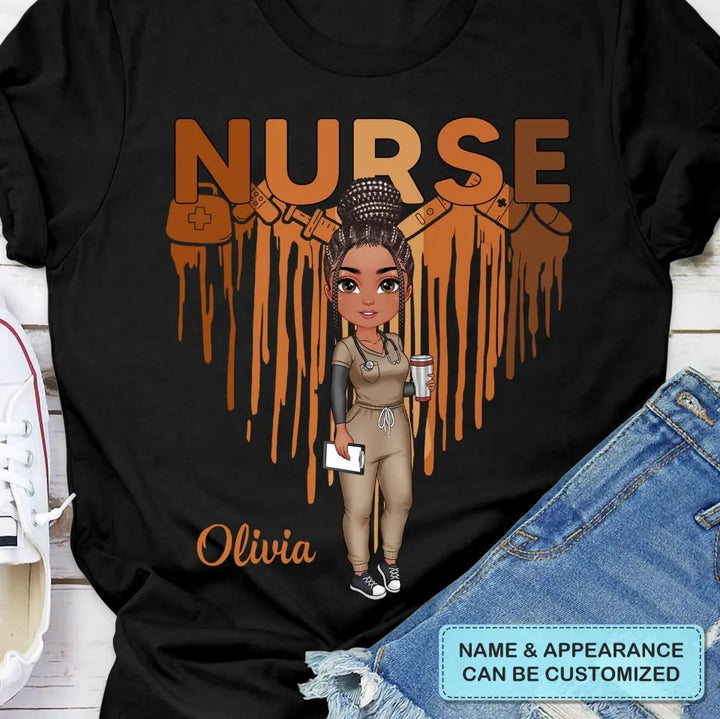 Dripping Heart Nurse - Personalized Custom T-shirt - Nurse's Day, Appreciation Gift For Nurse