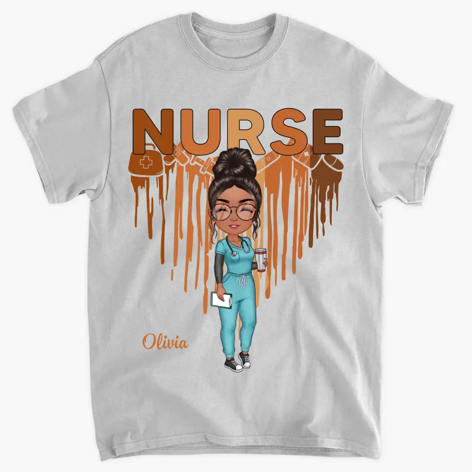 Dripping Heart Nurse - Personalized Custom T-shirt - Nurse's Day, Appreciation Gift For Nurse