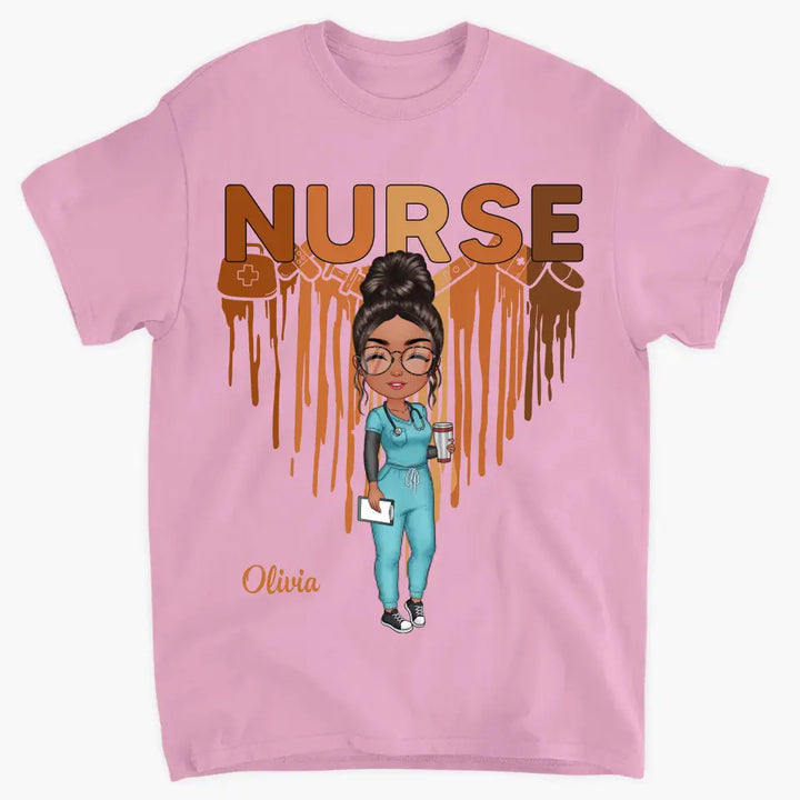 Dripping Heart Nurse - Personalized Custom T-shirt - Nurse's Day, Appreciation Gift For Nurse