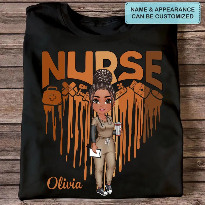 Dripping Heart Nurse - Personalized Custom T-shirt - Nurse's Day, Appreciation Gift For Nurse