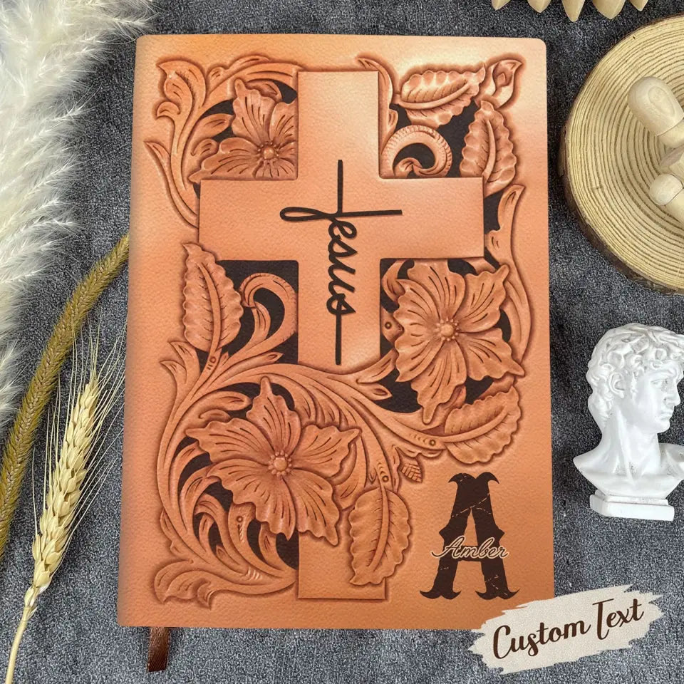 Faith Hope Love - Personalized Custom Leather Journal - Christian Gift