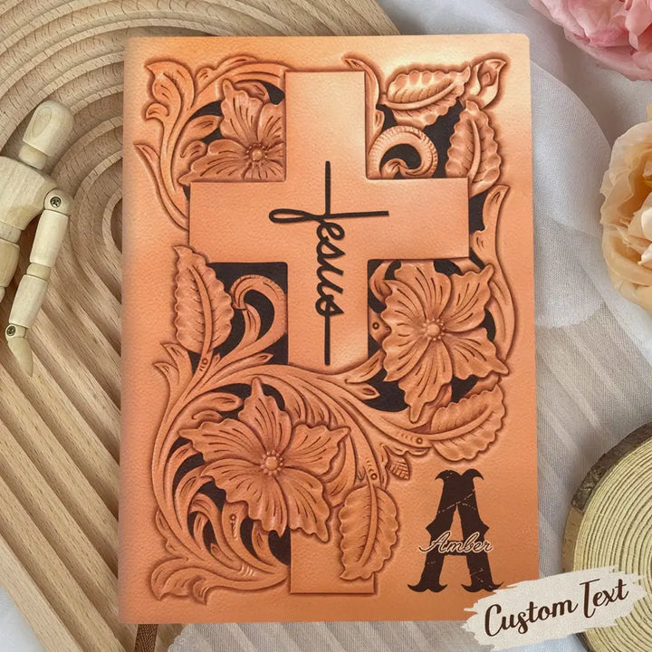 Faith Hope Love - Personalized Custom Leather Journal - Christian Gift