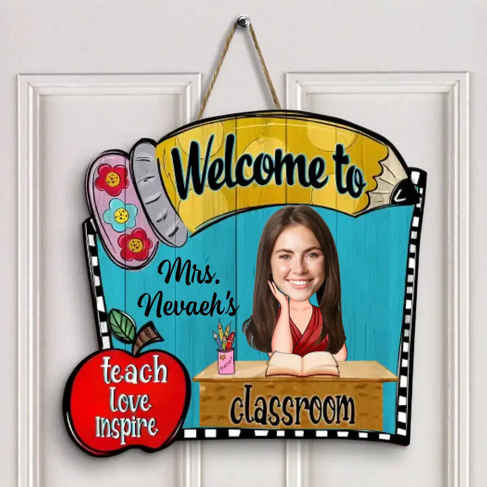Teacher Pencil Door Sign - Personalized Custom Door Sign - Teacher's Day, Appreciation Gift For Teacher
