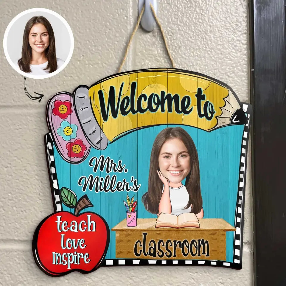 Teacher Pencil Door Sign - Personalized Custom Door Sign - Teacher's Day, Appreciation Gift For Teacher