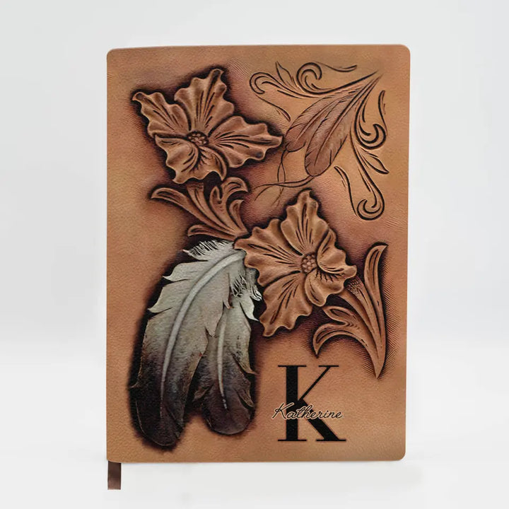 Feather - Personalized Custom Leather Journal - Gift Family, Family Members