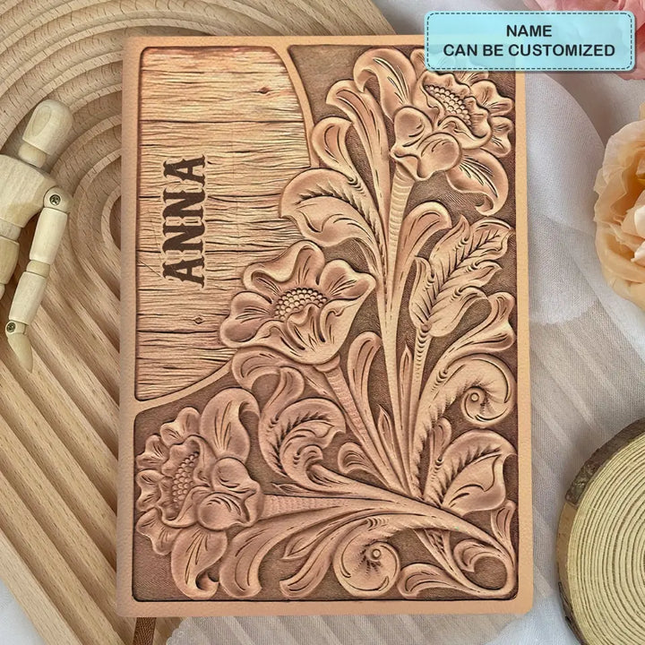 Flower - Personalized Custom Leather Journal - Gift For Family Members