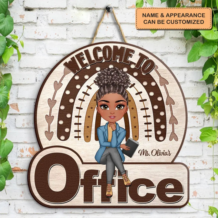 My Office Rainbow - Personalized Custom Door Sign - Gift For Office Staff, Colleagues