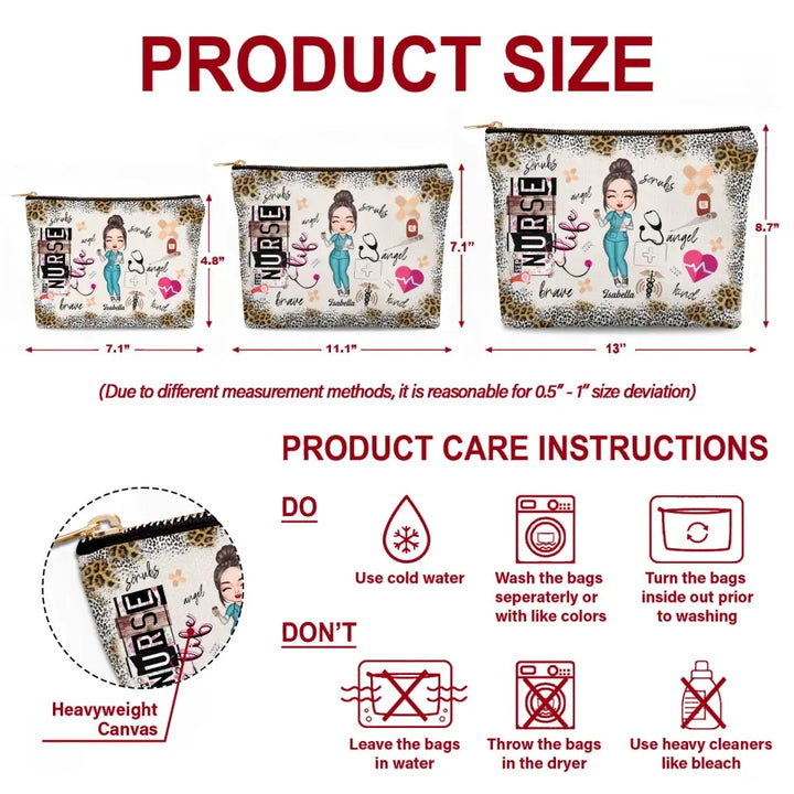 Nurse Life Scrubs - Personalized Custom Canvas Makeup Bag - Nurse's Day, Appreciation Gift For Nurse