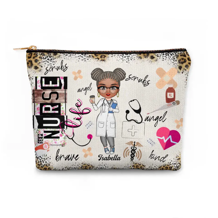 Nurse Life Scrubs - Personalized Custom Canvas Makeup Bag - Nurse's Day, Appreciation Gift For Nurse