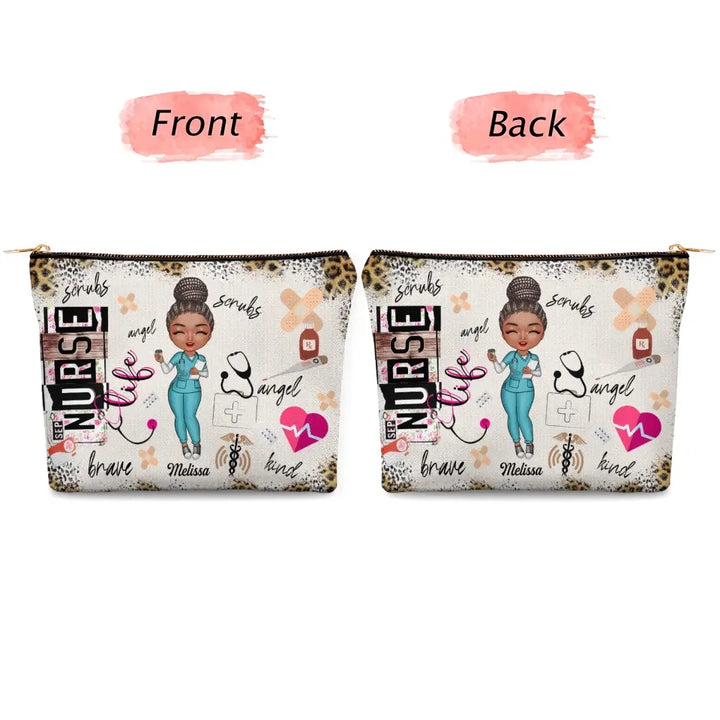 Nurse Life Scrubs - Personalized Custom Canvas Makeup Bag - Nurse's Day, Appreciation Gift For Nurse