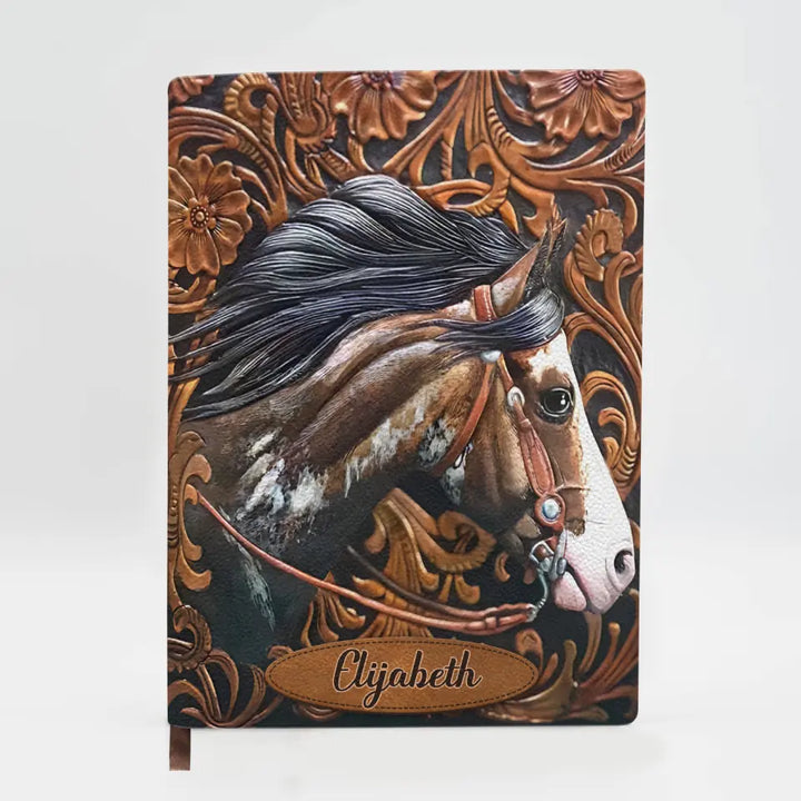 Boho Horse - Personalized Custom Leather Journal - Gift For Horse Lovers