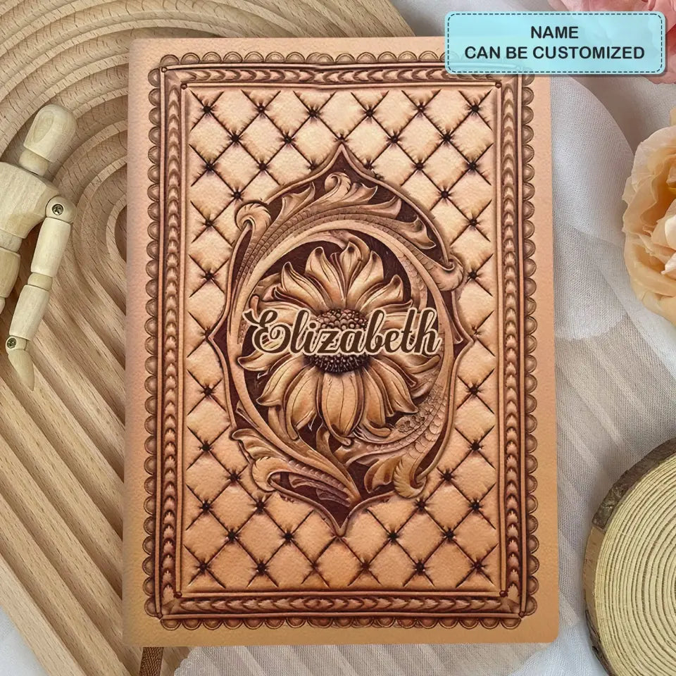 Flower V4 - Personalized Custom Leather Journal - Gift Family, Family Members