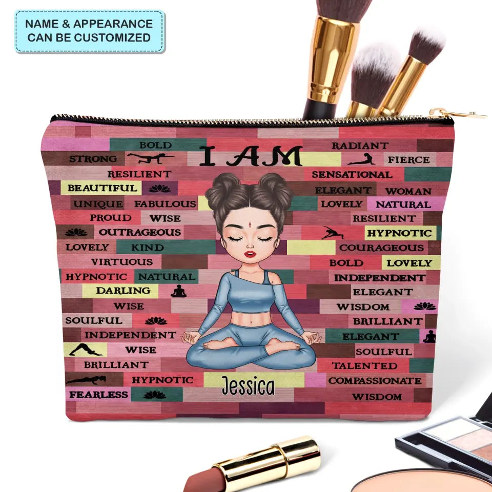 Yoga Girl I Am Bold - Personalized Custom Canvas Makeup Bag - Gift For Yoga Lovers