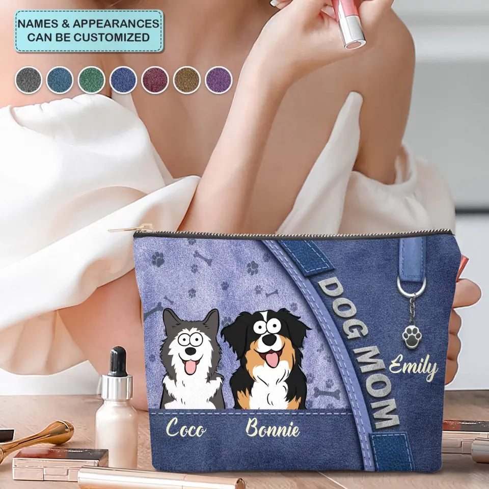Dog Mom  - Personalized Custom Canvas Makeup Bag - Gift For Dog Owner, Dog Lover