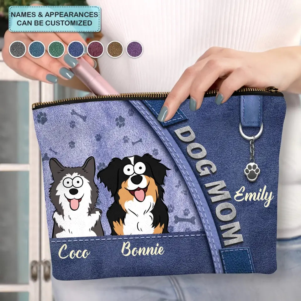 Dog Mom  - Personalized Custom Canvas Makeup Bag - Gift For Dog Owner, Dog Lover