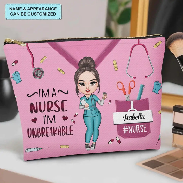 Nurse Is Unbreakable - Personalized Custom Canvas Makeup Bag - Nurse's Day, Appreciation Gift For Nurse