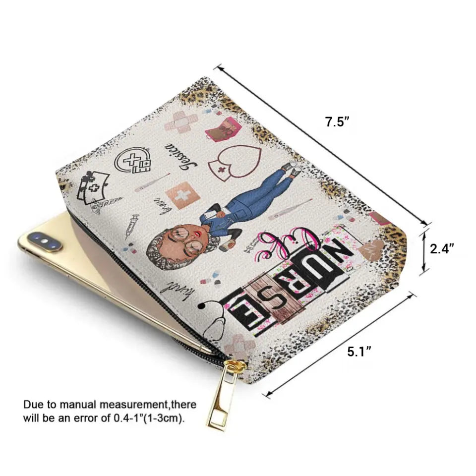 Nurse Life - Personalized Custom Leather Makeup Bag - Nurse's Day, Appreciation Gift For Nurse
