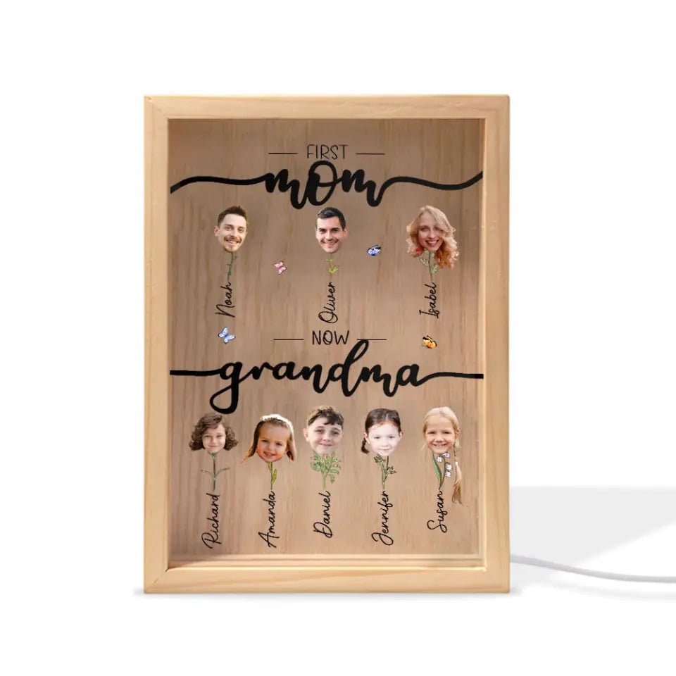 First Mom Now Grandma - Personalized Custom Photo Frame Box - Mother's Day Gift For Grandma, Family Members