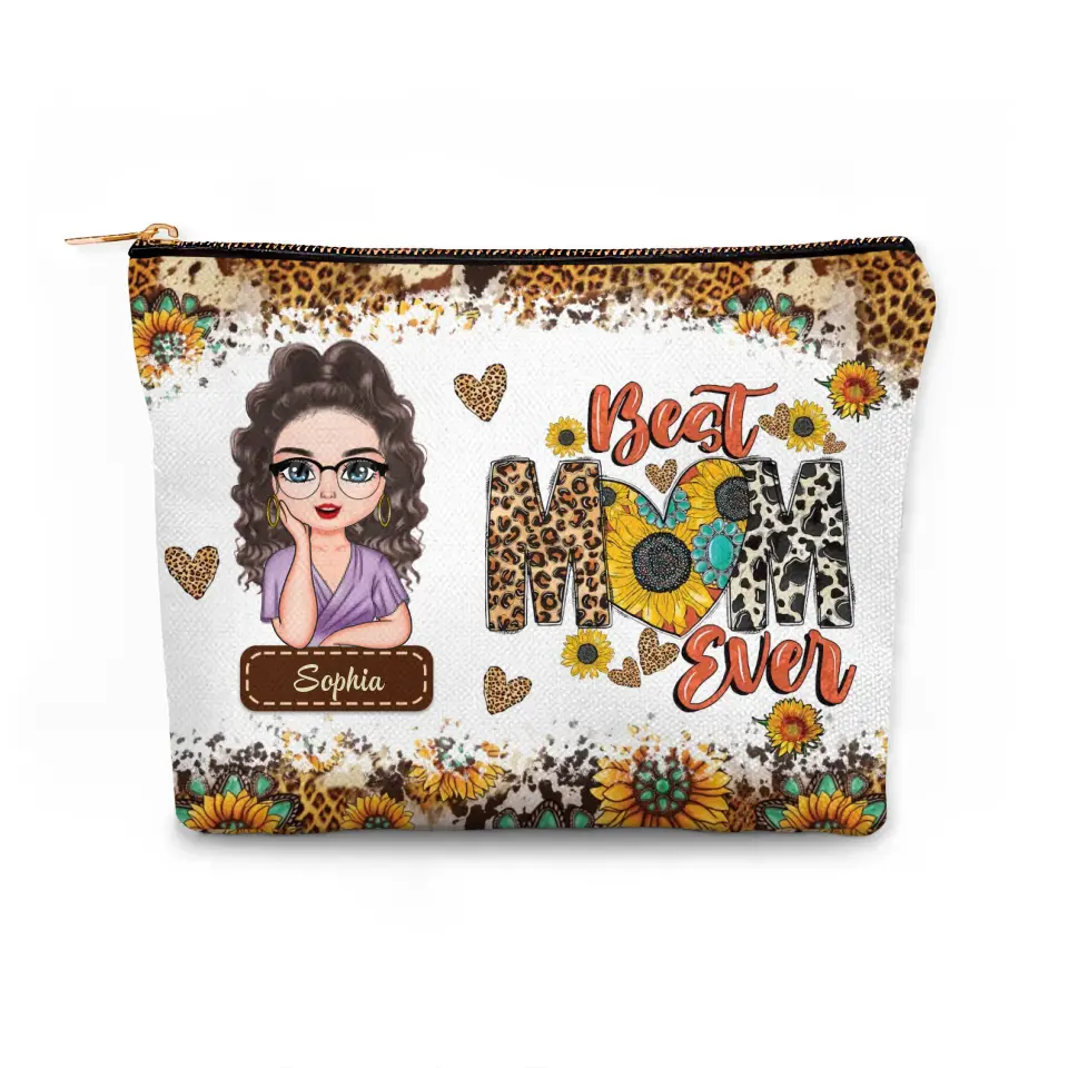 Best Mom Ever - Personalized Custom Canvas Makeup Bag - Mother's Day Gift For Mom, Family Members