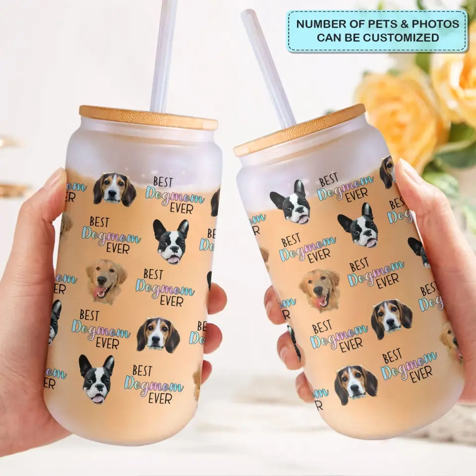 Best Pet Mom Ever - Personalized Custom Glass Can - Gift For Pet Owner, Pet Lover