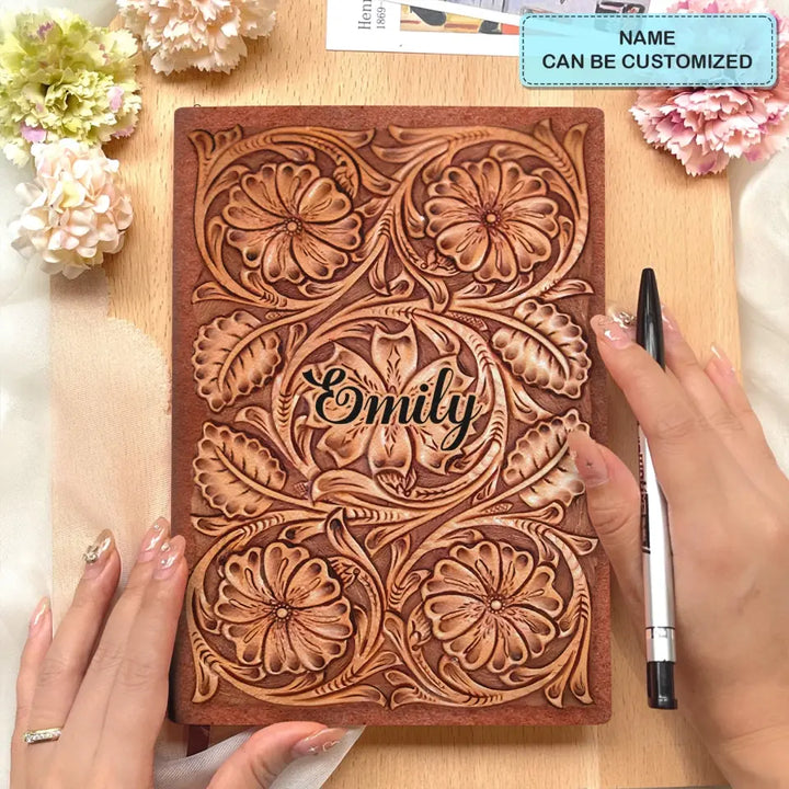 Flower V5 - Personalized Custom Leather Journal - Gift Family, Family Members