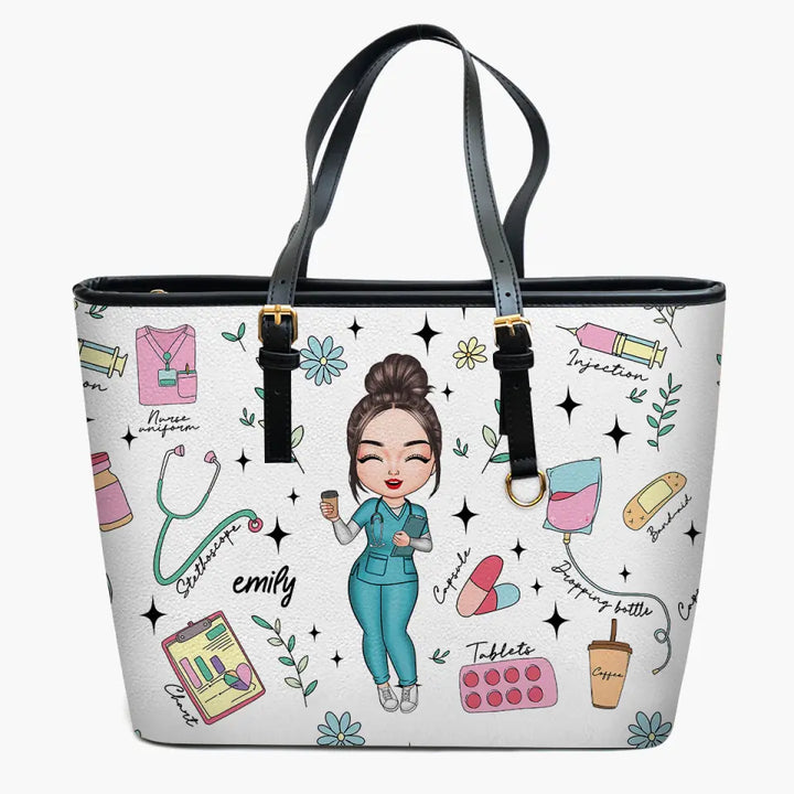 Doing Nurse Stuff - Personalized Custom Leather Bucket Bag- Nurse's Day, Appreciation Gift For Nurse