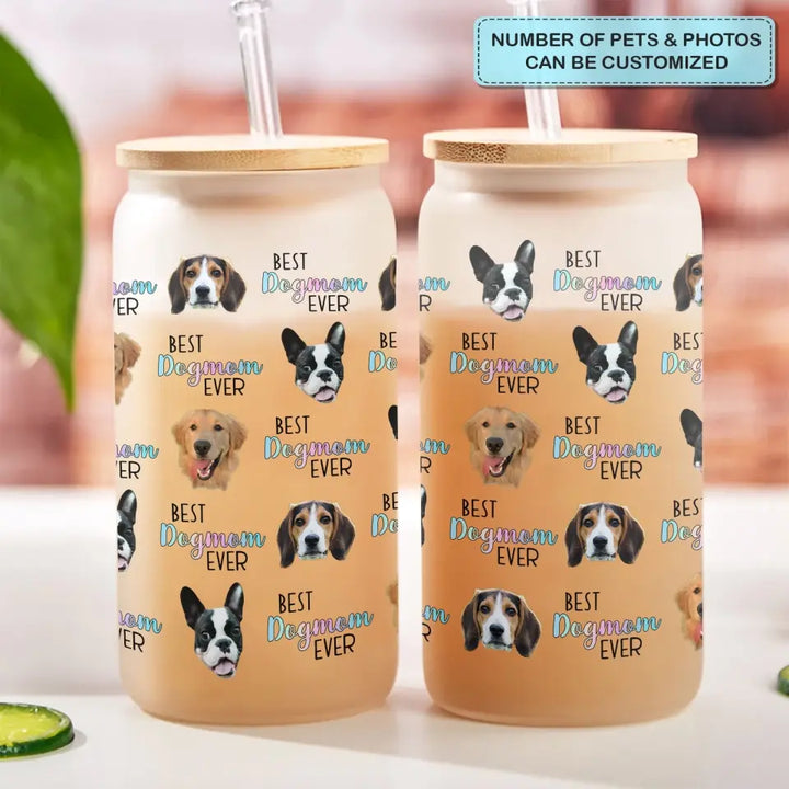 Best Pet Mom Ever - Personalized Custom Glass Can - Gift For Pet Owner, Pet Lover