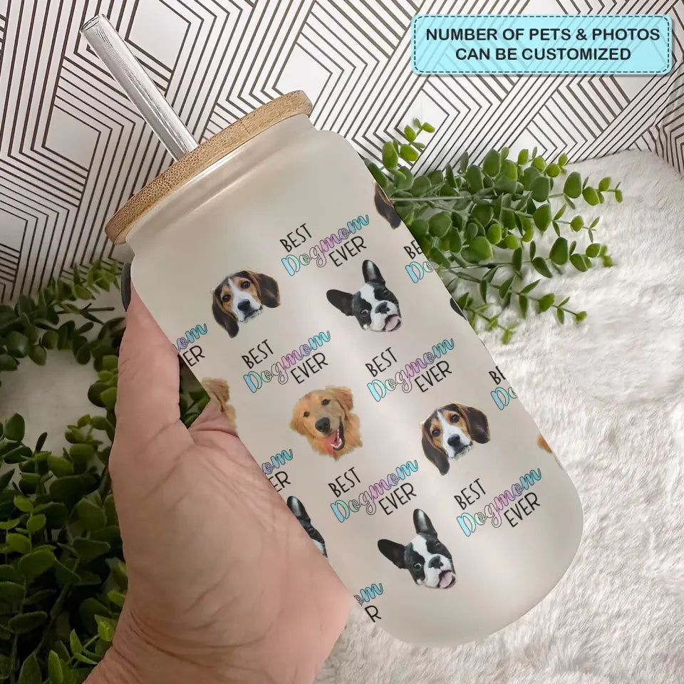 Best Pet Mom Ever - Personalized Custom Glass Can - Gift For Pet Owner, Pet Lover