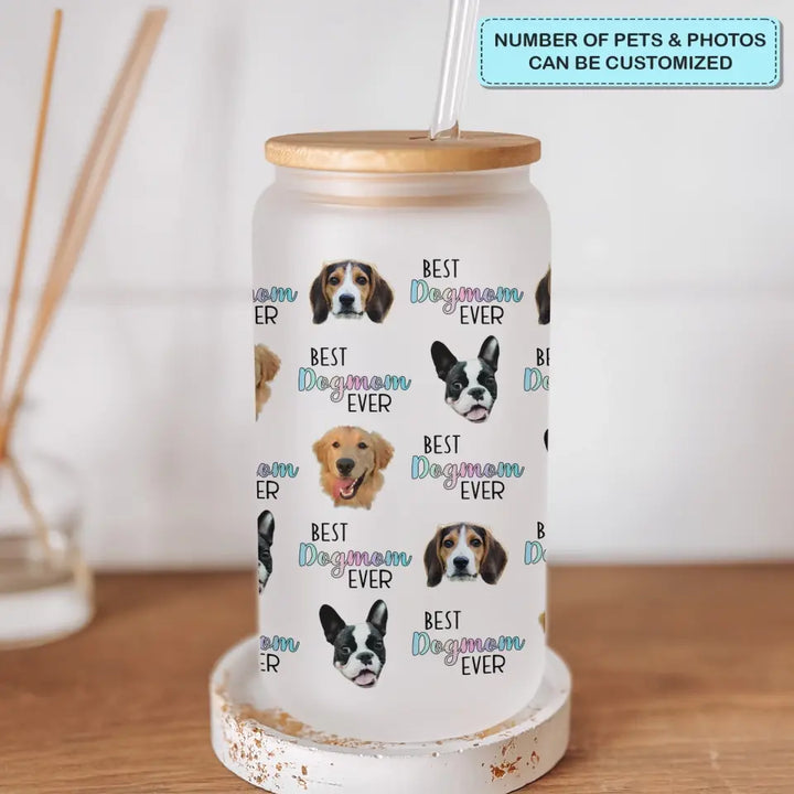 Best Pet Mom Ever - Personalized Custom Glass Can - Gift For Pet Owner, Pet Lover