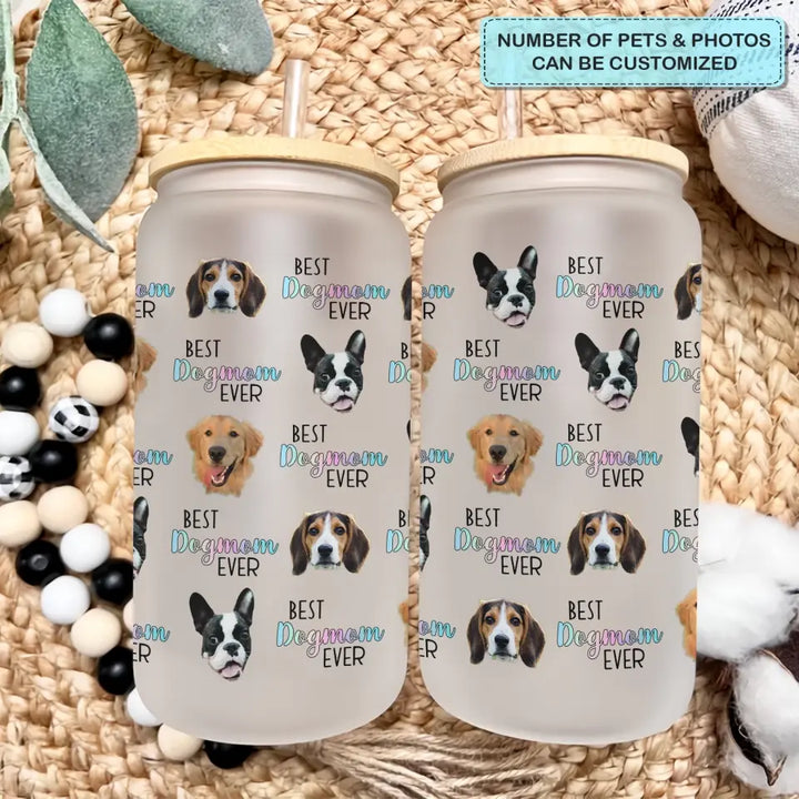 Best Pet Mom Ever - Personalized Custom Glass Can - Gift For Pet Owner, Pet Lover