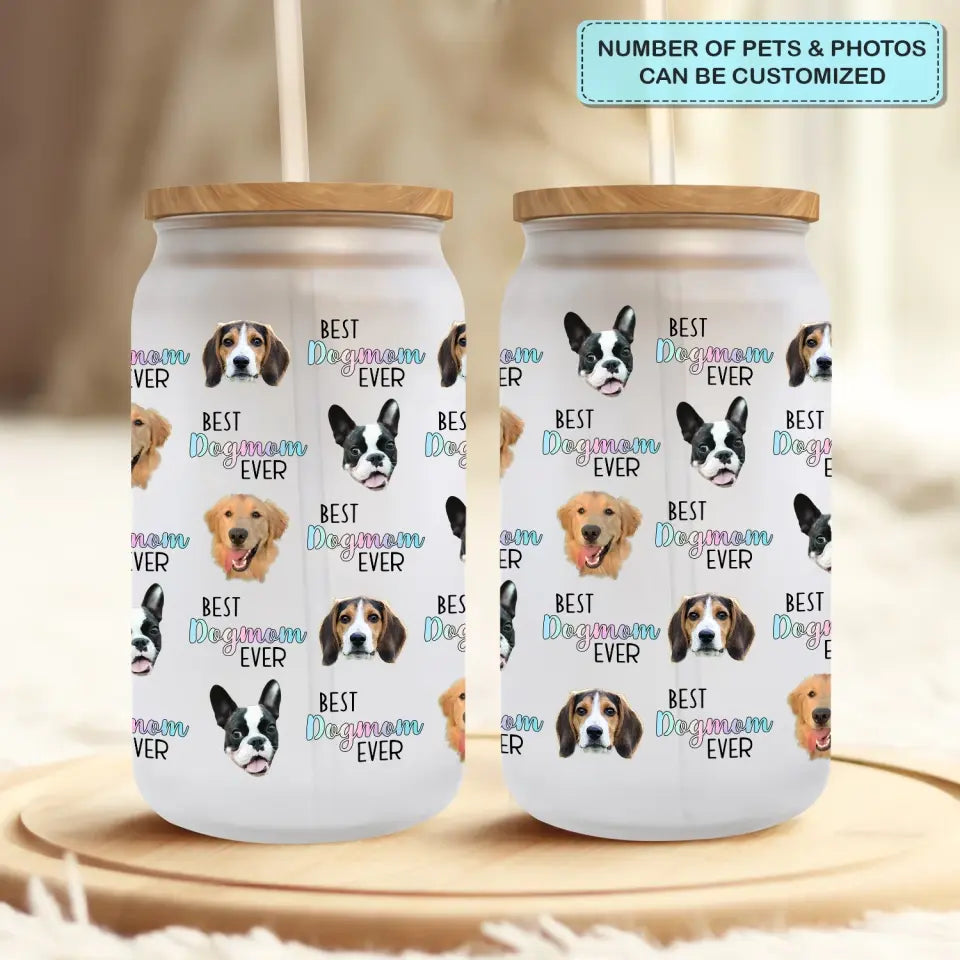 Best Pet Mom Ever - Personalized Custom Glass Can - Gift For Pet Owner, Pet Lover