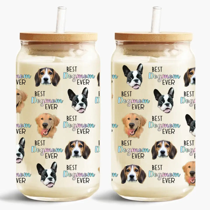 Best Pet Mom Ever - Personalized Custom Glass Can - Gift For Pet Owner, Pet Lover