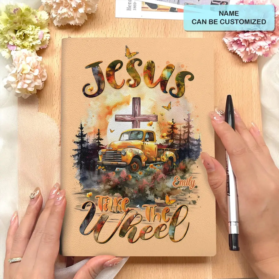 Jesus Take The Wheel V3 - Personalized Custom Leather Journal - Memorial Gift For Besties