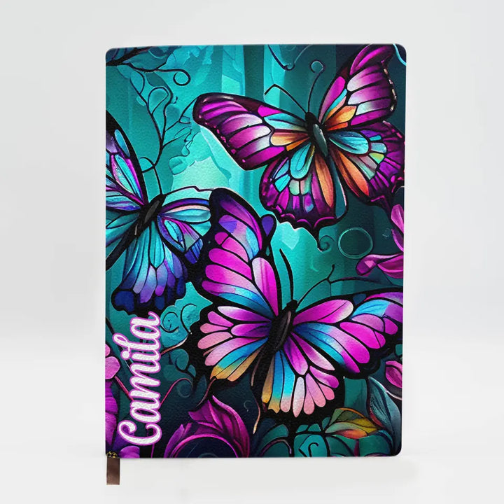 Butterfly - Personalized Custom Leather Journal - Gift For Family Members