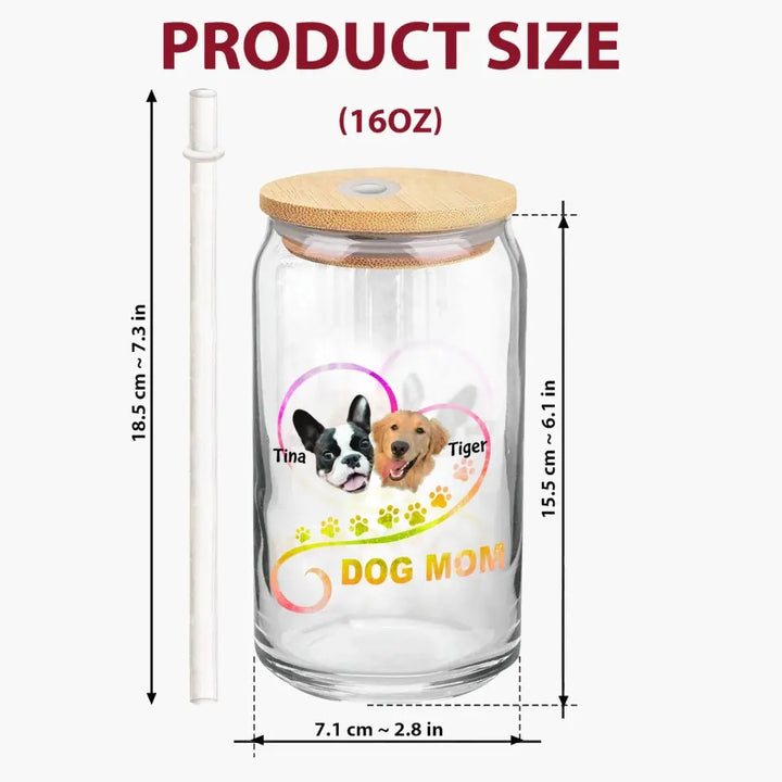Dog Mom - Personalized Custom Glass Can - Gift For Dog Owner, Dog Lover