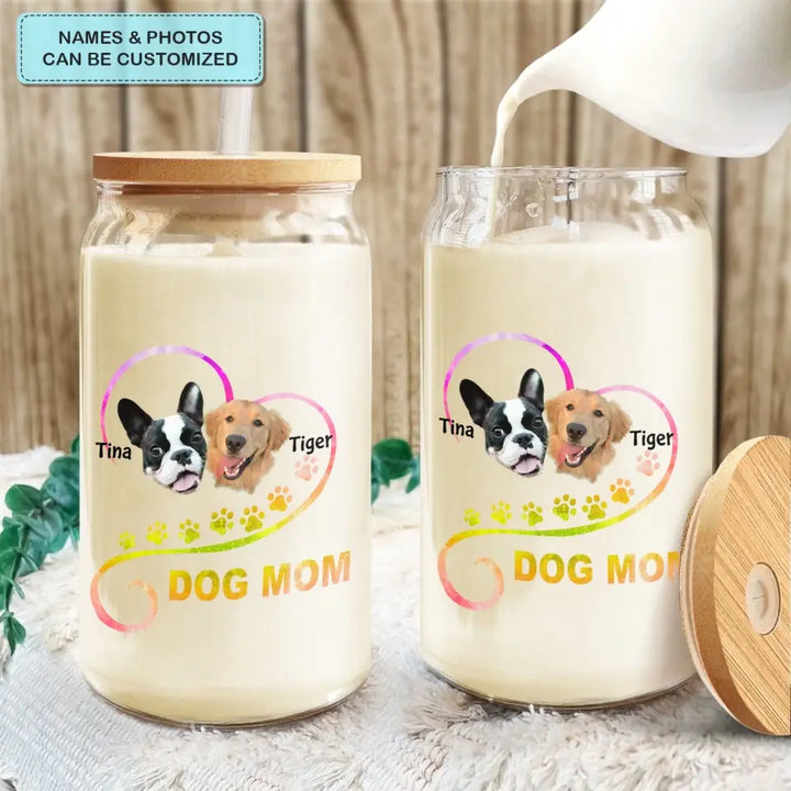 Dog Mom - Personalized Custom Glass Can - Gift For Dog Owner, Dog Lover
