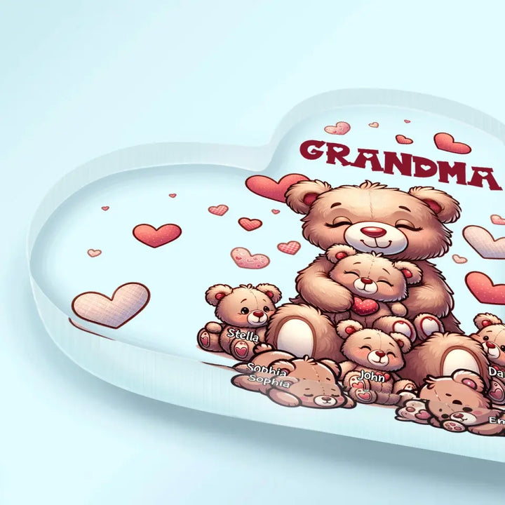 Nana's Bear - Personalized Custom Heart-shaped Acrylic Plaque -  Mother's Day Gift For Grandma