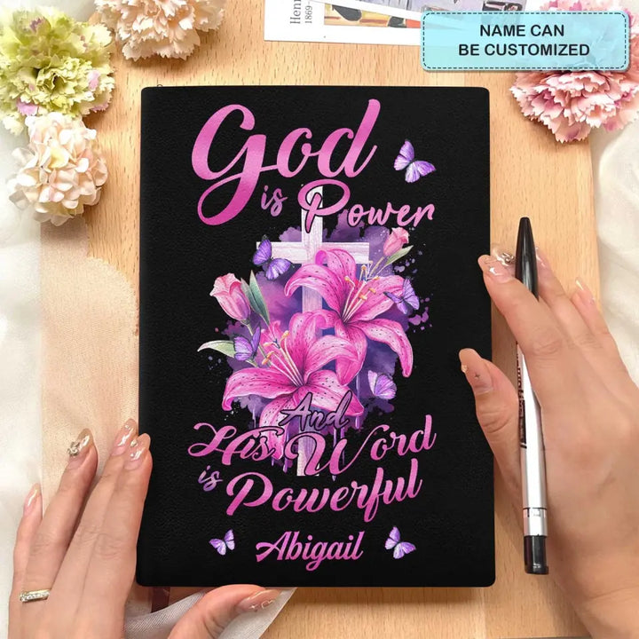 God Is Power And His World Is Powerful - Personalized Custom Leather Journal - Gift For Family, Family Members