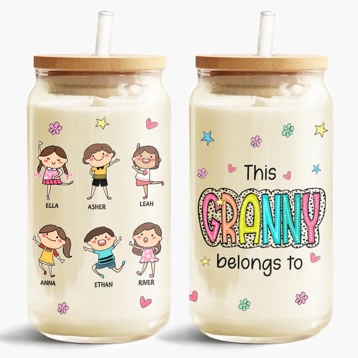 This Granny Belongs To - Personalized Custom Glass Can - Mother's Day Gift For Mom, Grandma