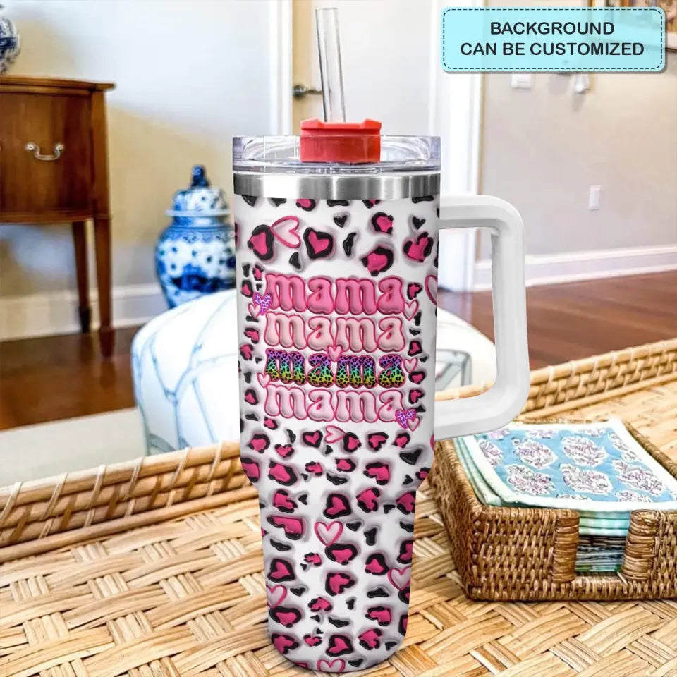 Mama - Personalized Custom Tumbler With Handle - Mother's Day Gift For Mom, Family Members