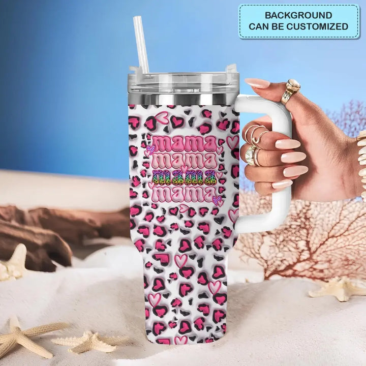 Mama - Personalized Custom Tumbler With Handle - Mother's Day Gift For Mom, Family Members