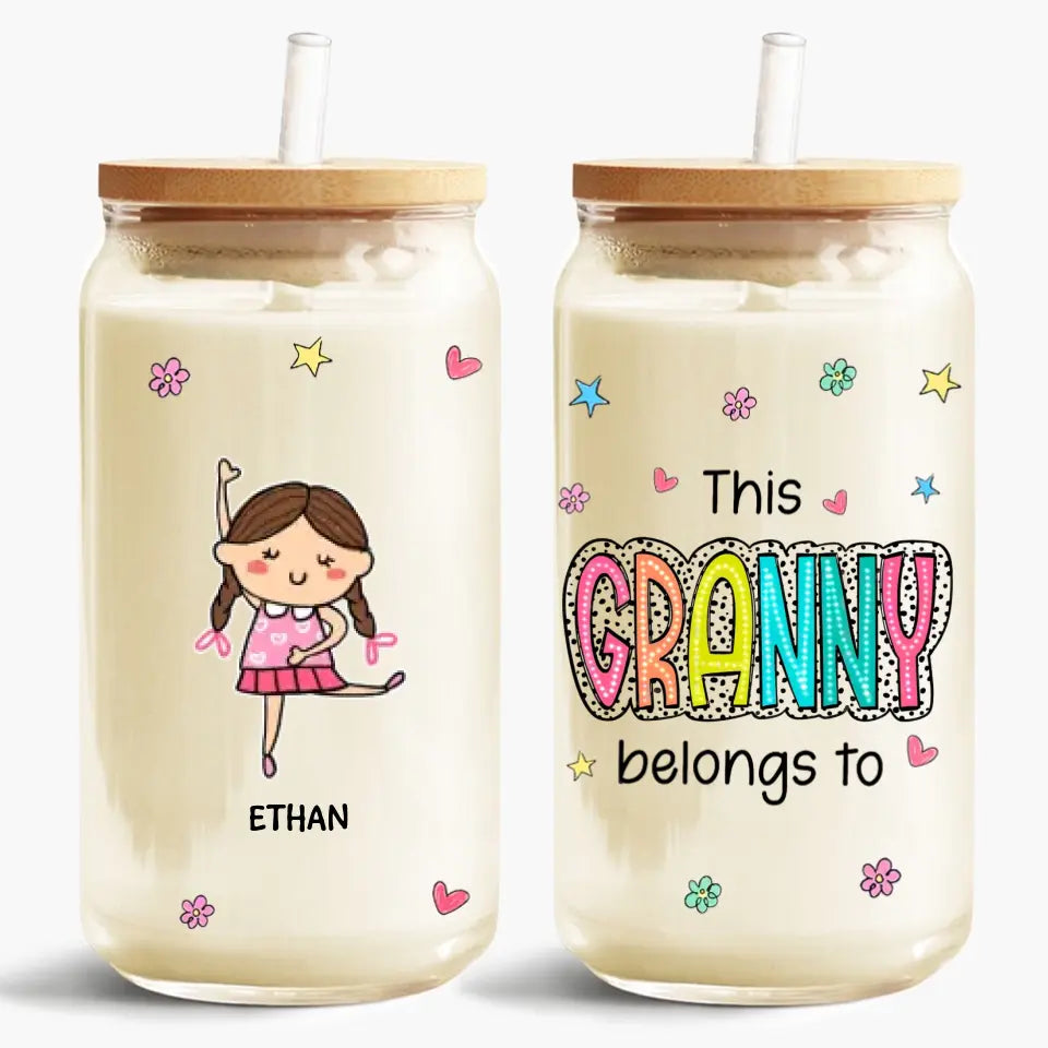 This Granny Belongs To - Personalized Custom Glass Can - Mother's Day Gift For Mom, Grandma