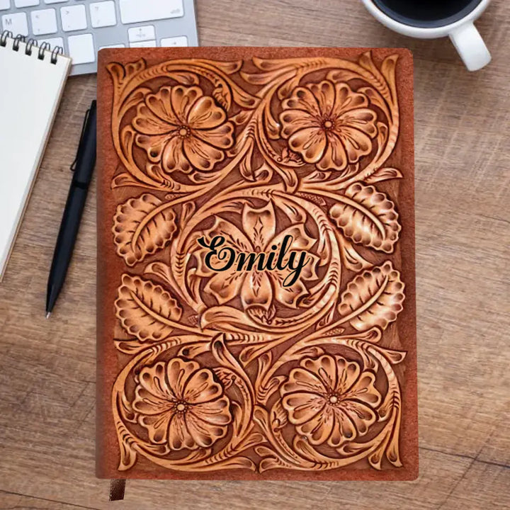 Flower V5 - Personalized Custom Leather Journal - Gift Family, Family Members