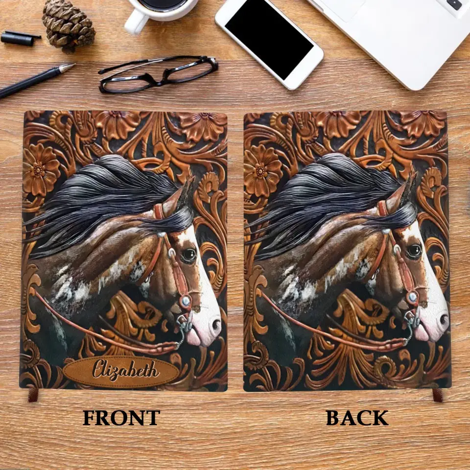 Boho Horse - Personalized Custom Leather Journal - Gift For Horse Lovers