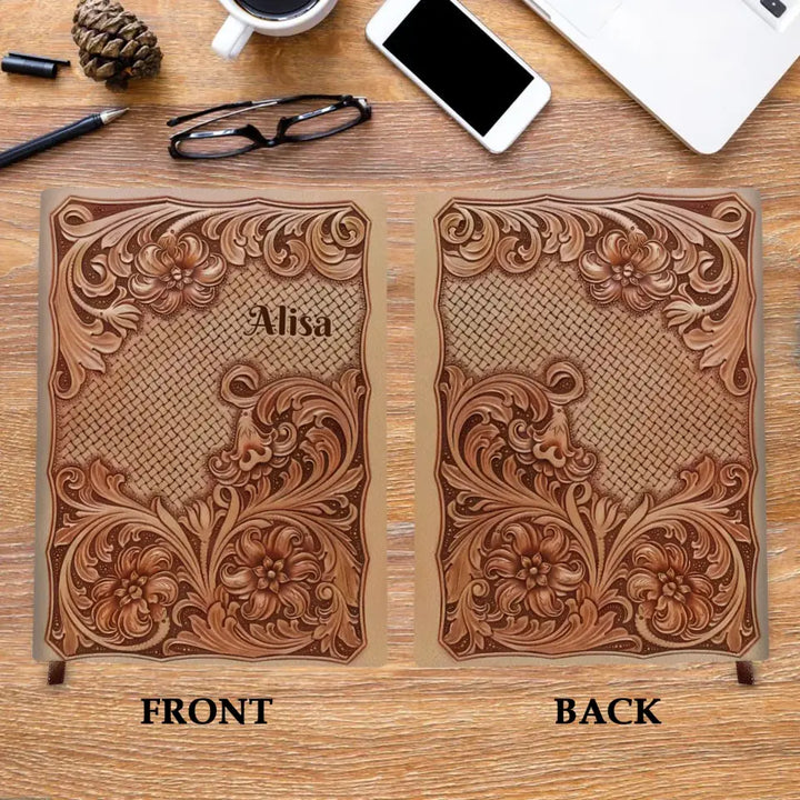 Vintage Flower - Personalized Custom Leather Journal - Gift Family, Family Members