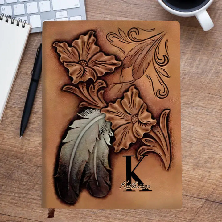 Feather - Personalized Custom Leather Journal - Gift Family, Family Members